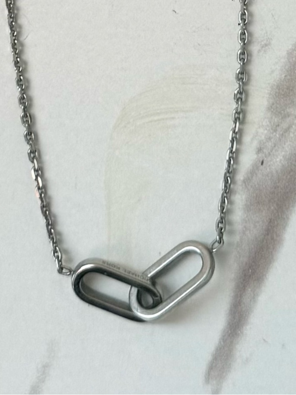 Michael Kors Silver Interlocking Link Necklace,  EUC